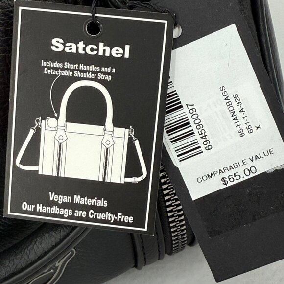 Ed Hardy Women's Black Vegan Leather Satchel 9x7X4 Detachable Shoulder Strap NWT - Picture 7 of 11